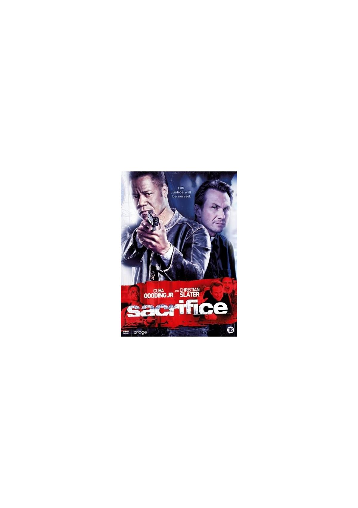 Couverture DVD de 'Sacrifice'. Deux hommes avec des armes. Cuba Gooding Jr. et Christian Slater.
