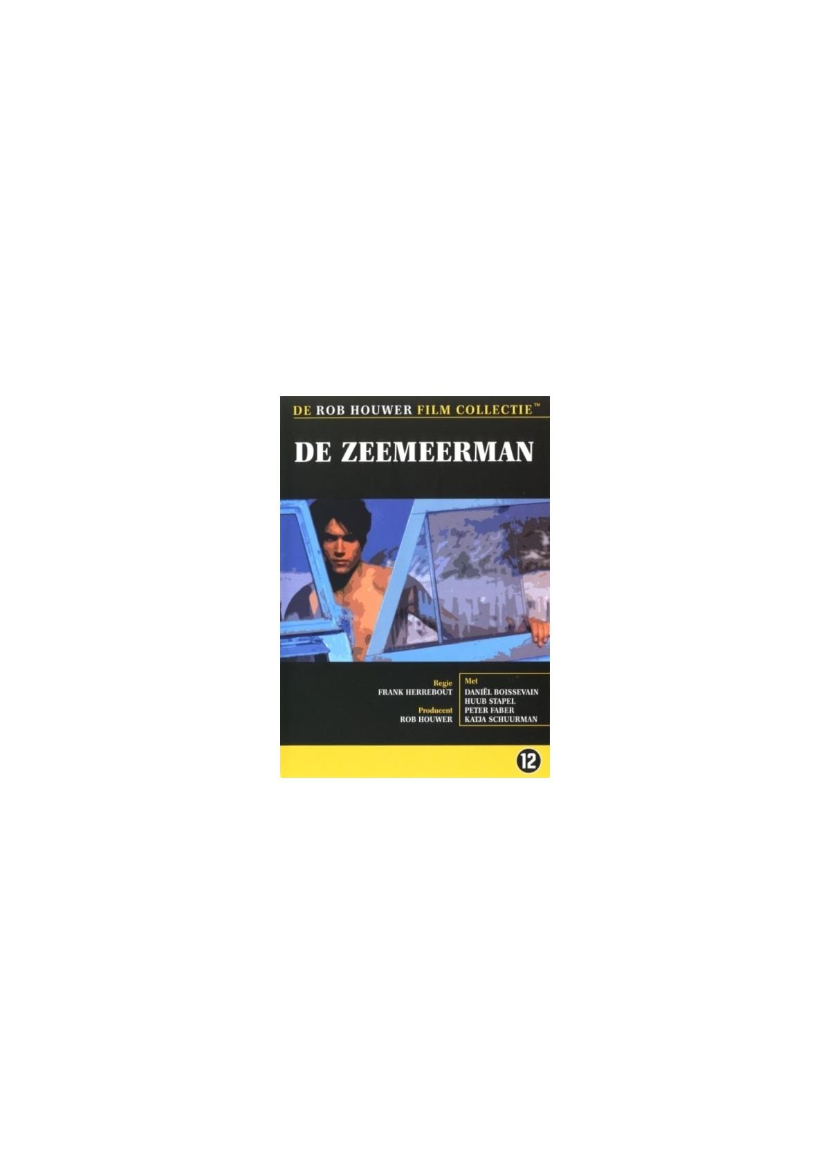 DVD-hoes. Titel: 'De Zeemeerman'. Een man in een auto, kijkt uit het raam. Blauwtinten.