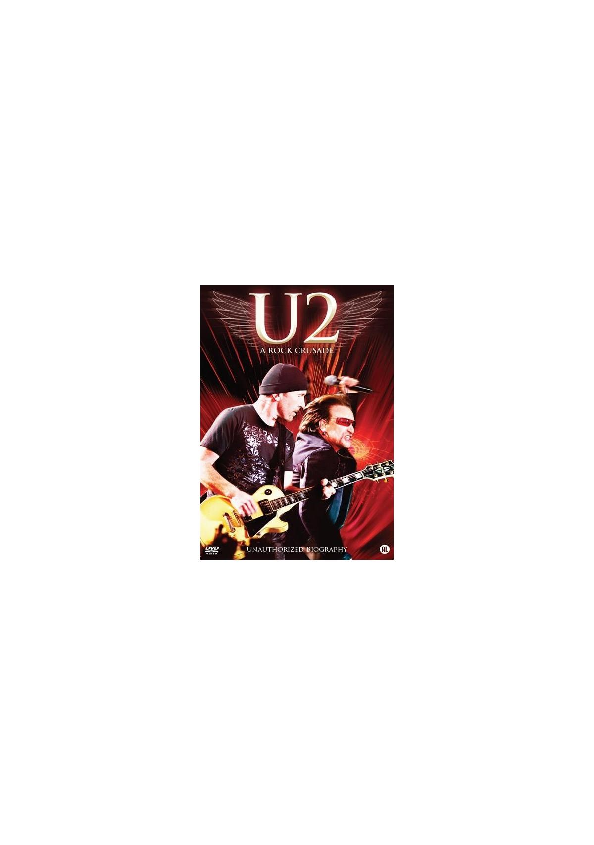 Couverture DVD de U2. Deux hommes jouant de la guitare. Thème rouge et noir.