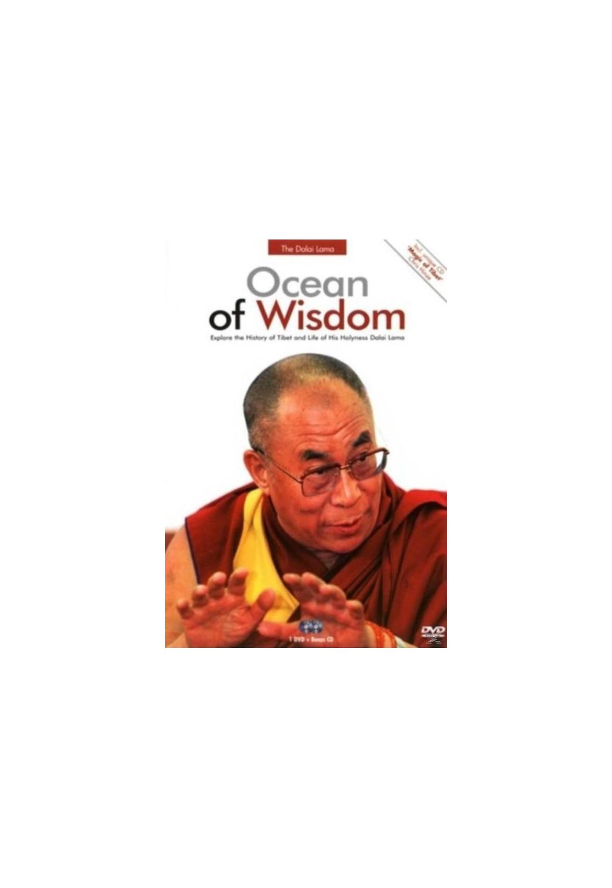 Pochette de DVD : Le Dalaï Lama, Ocean of Wisdom, avec texte et logo DVD, sur fond blanc.