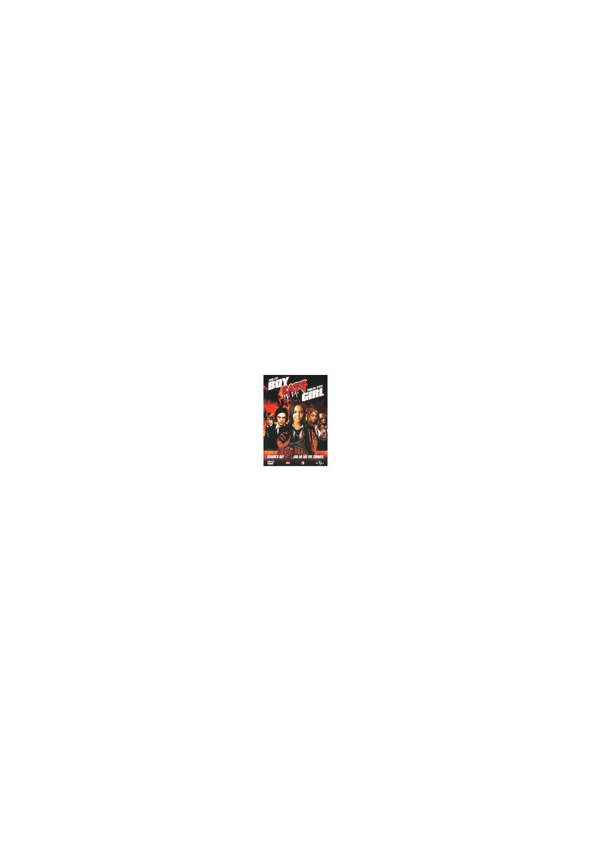 Couverture de film avec des acteurs. Texte "Boy Meets Girl". Palette de couleurs rouge, noir et blanc.