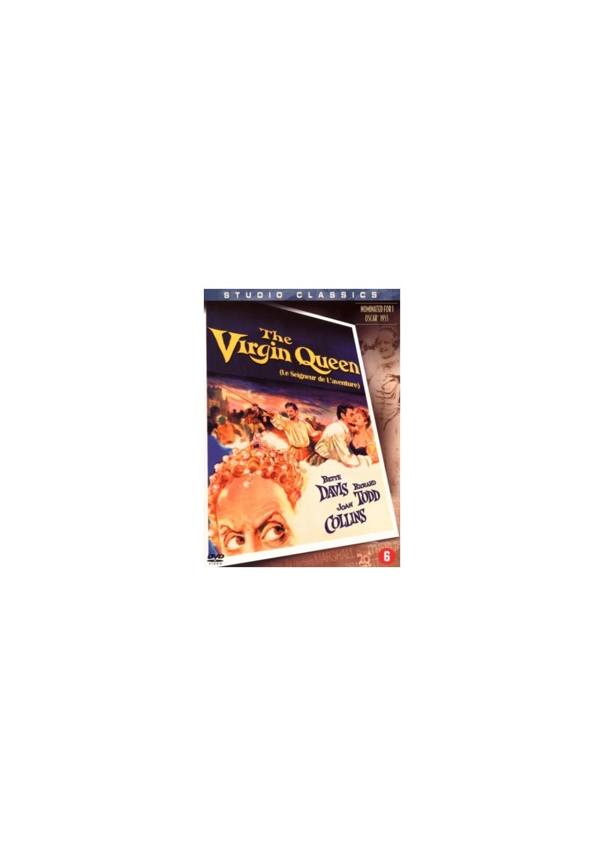 Filmposter: 'The Virgin Queen' met een portret en een groep mensen.