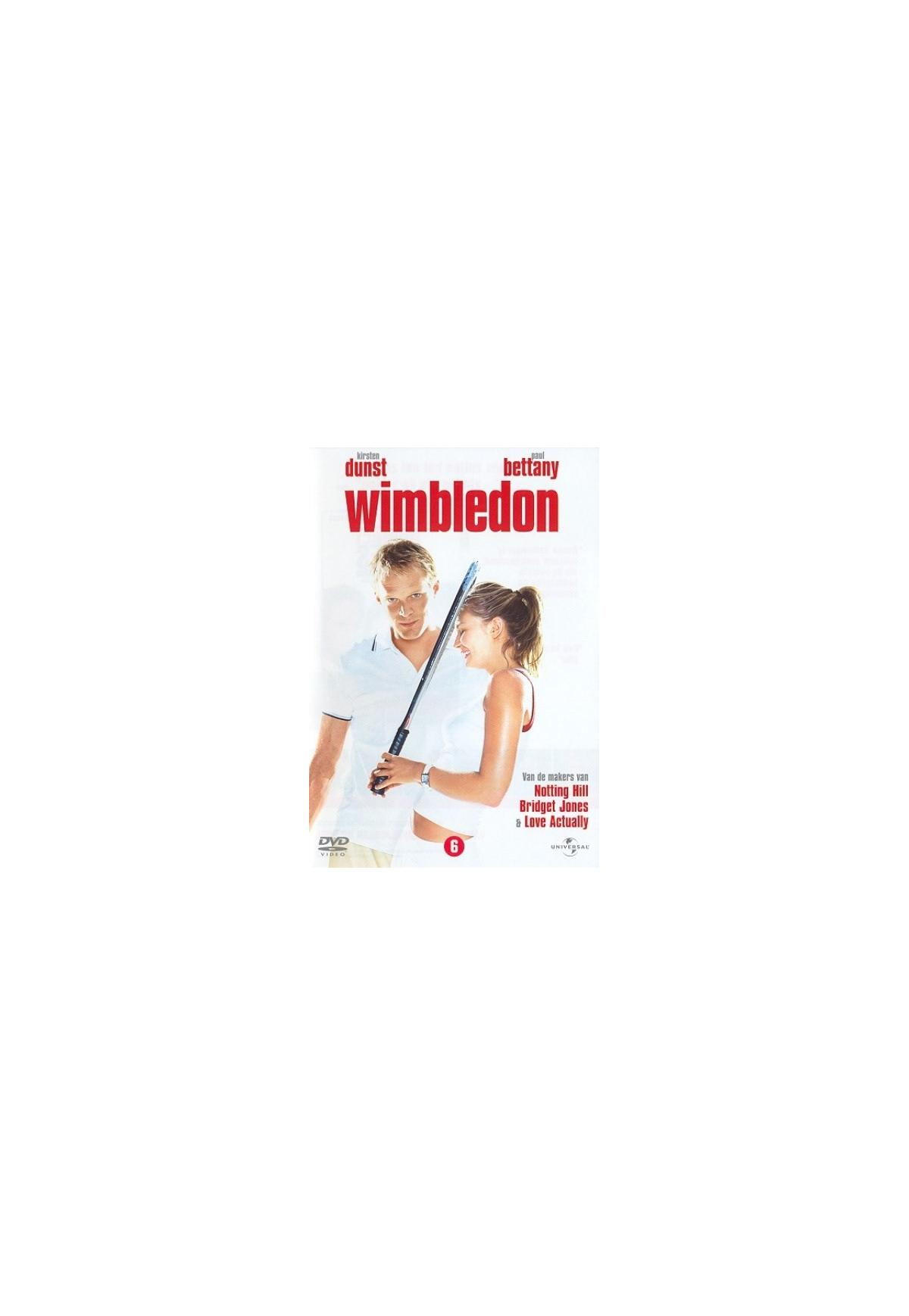 Filmposter: Twee mensen die een tennisracket vasthouden, titel: Wimbledon.