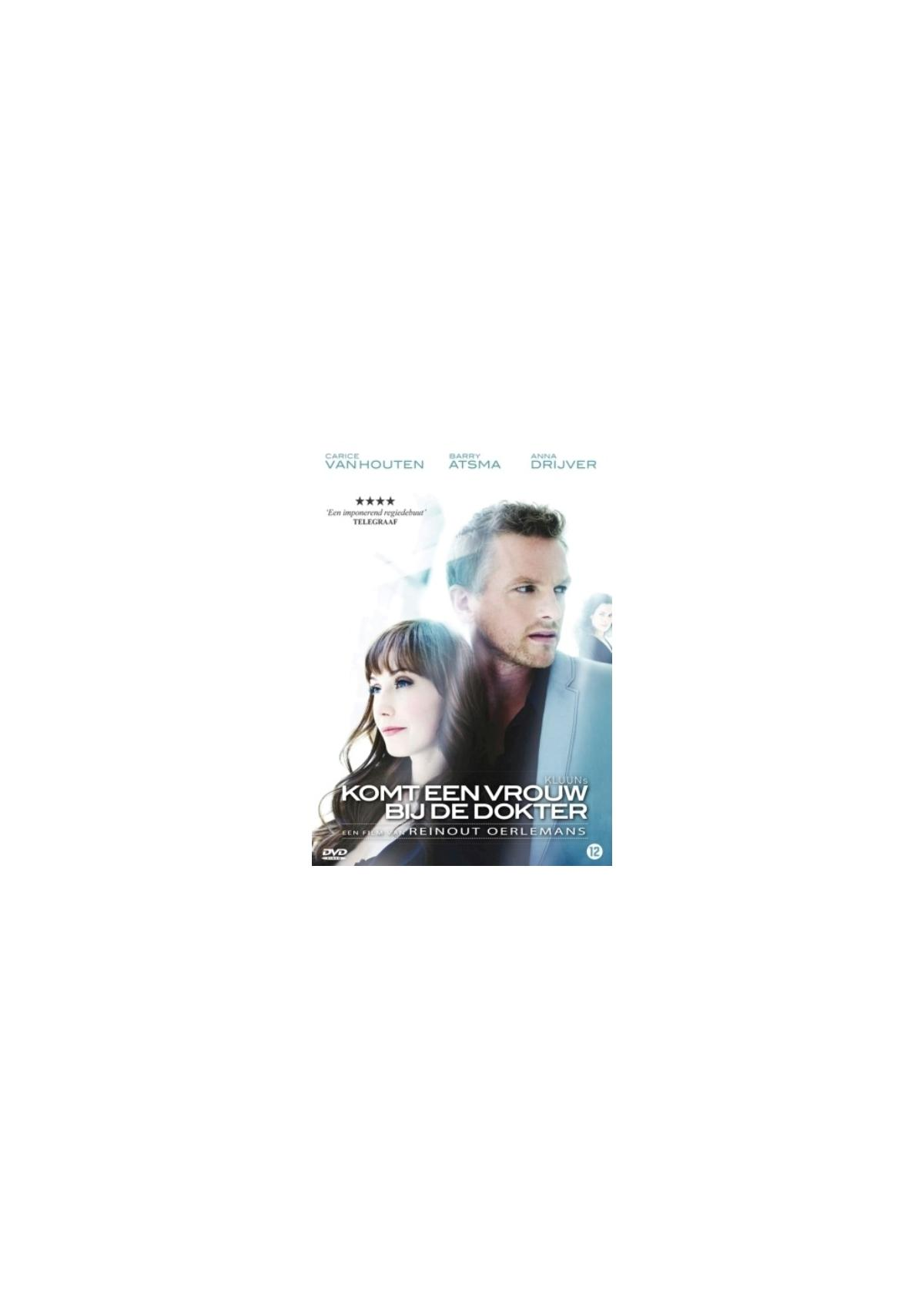 Affiche de film : Komt een vrouw bij de dokter. Un homme et une femme sur l'affiche. Le titre est en bas.