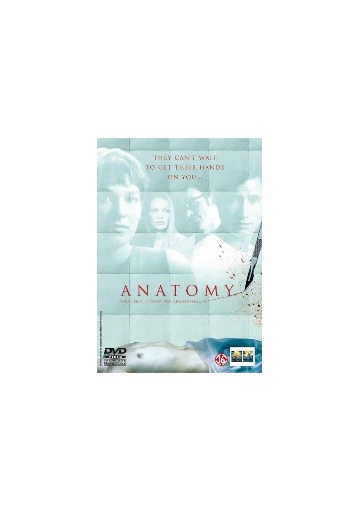 DVD-hoes van "Anatomy". Vier mensen op de hoes. Een lichaam staat onderaan.