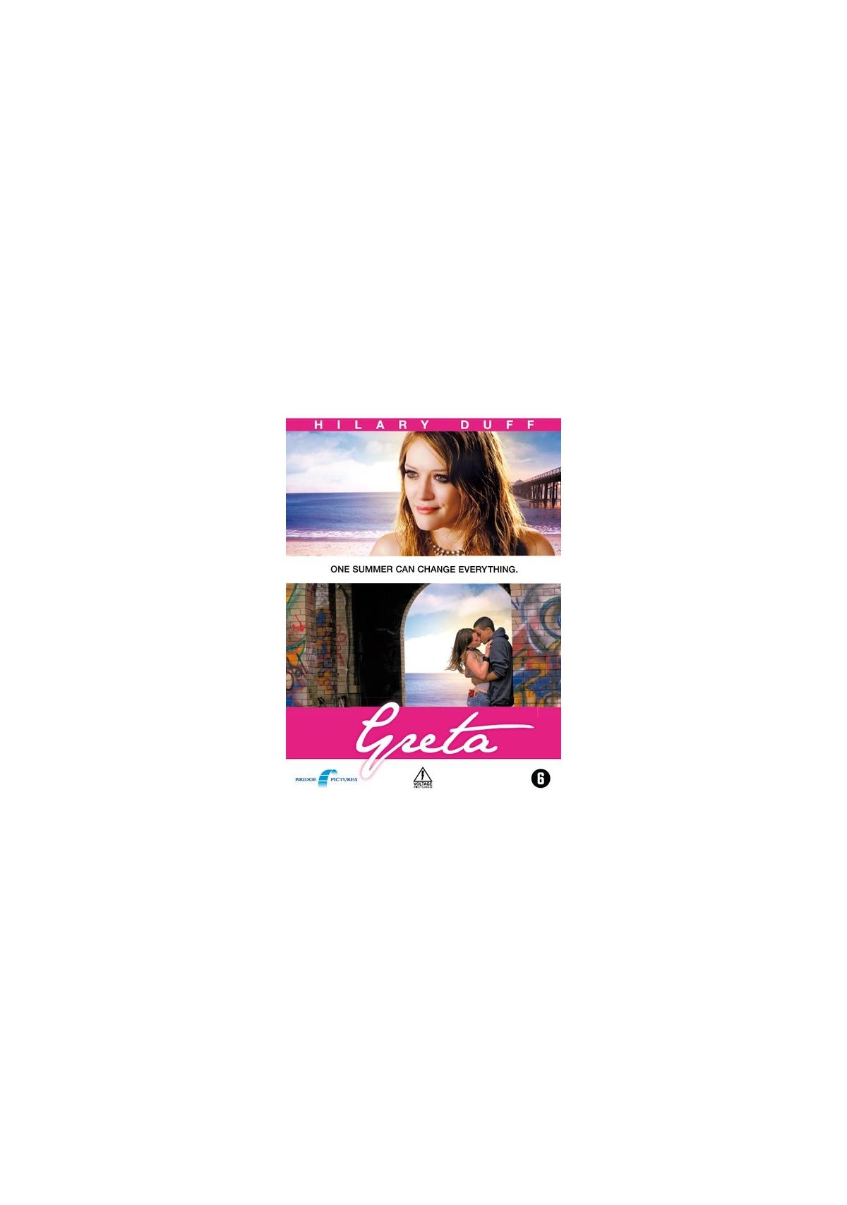 Couverture DVD de Greta, avec une femme sur la plage et un couple s'embrassant sous un pont.