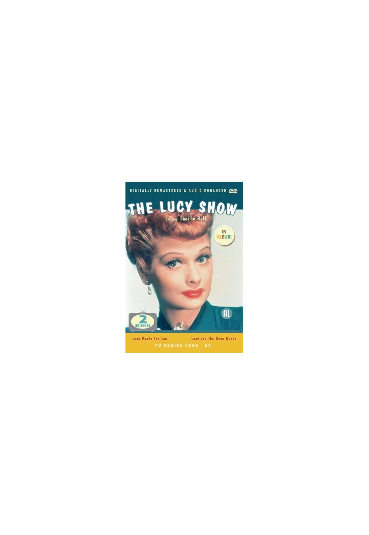 DVD-hoes: Lucille Ball in The Lucy Show. Tekst: 'The Lucy Show' en 'In Kleur'.