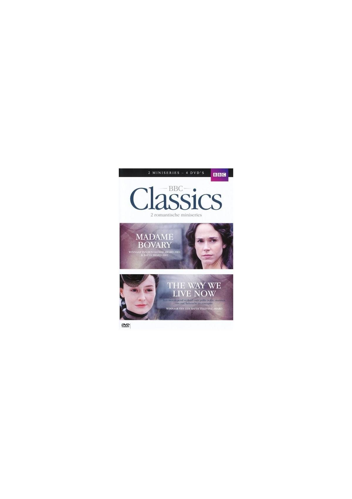 Couverture DVD avec le logo BBC Classics. Images de 'Madame Bovary' et 'The Way We Live Now'.