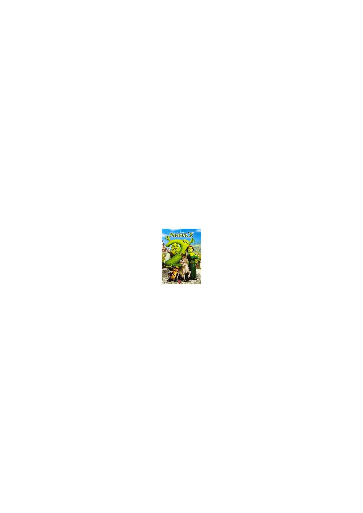 Couverture DVD pour 'Shrek'. Shrek et Fiona ensemble, avec un fond vert.