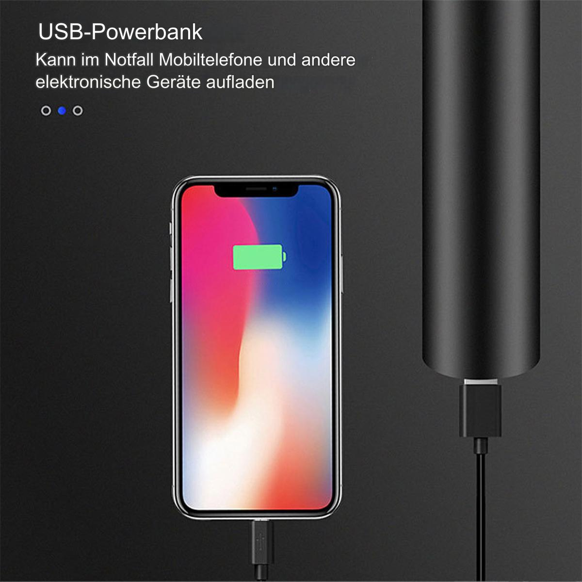 Ein Telefon wird aufgeladen, angeschlossen an eine Powerbank. Das Telefon zeigt ein Ladesymbol.