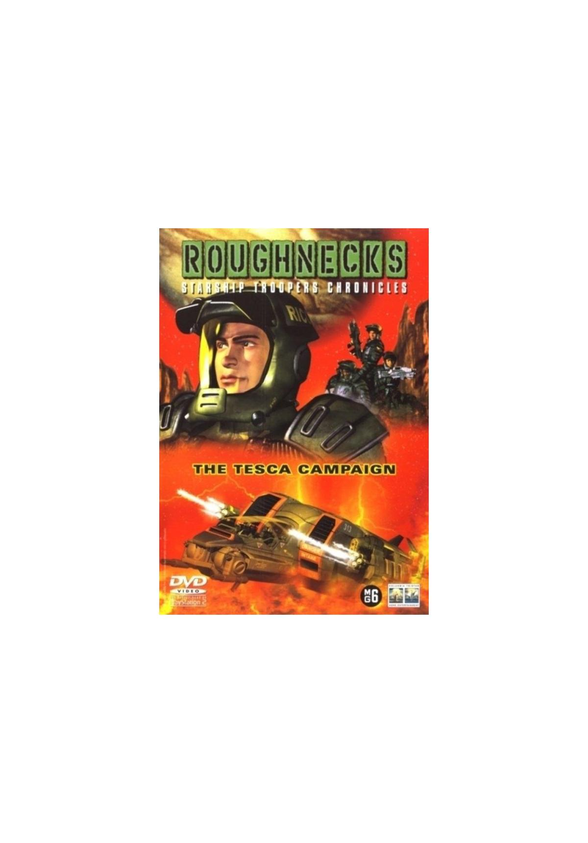 Roughnecks: Starship Troopers Chronicles dvd-hoes. Een man met helm staat op de hoes.