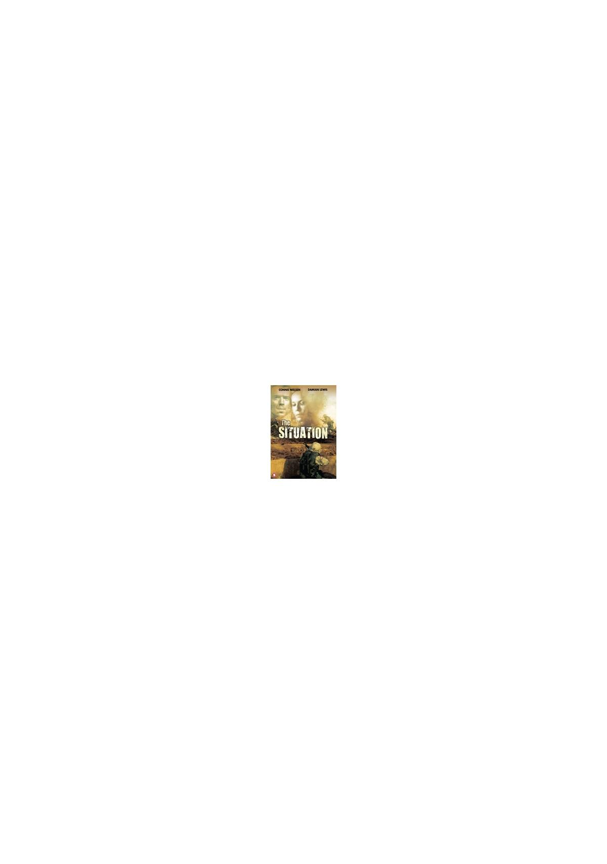 DVD-hoes. Twee mannen met de titel Situation. Een filmposter met twee mannen in een stad.