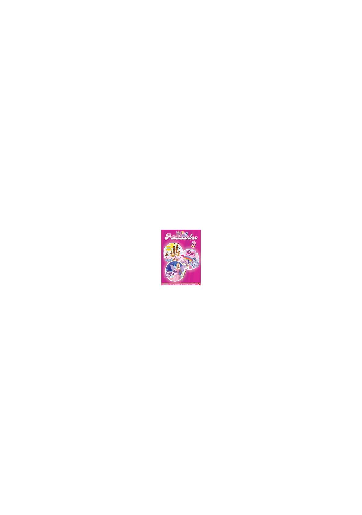 DVD-hoes met tekenfilmfiguren, roze en blauwe kleuren en een titel.