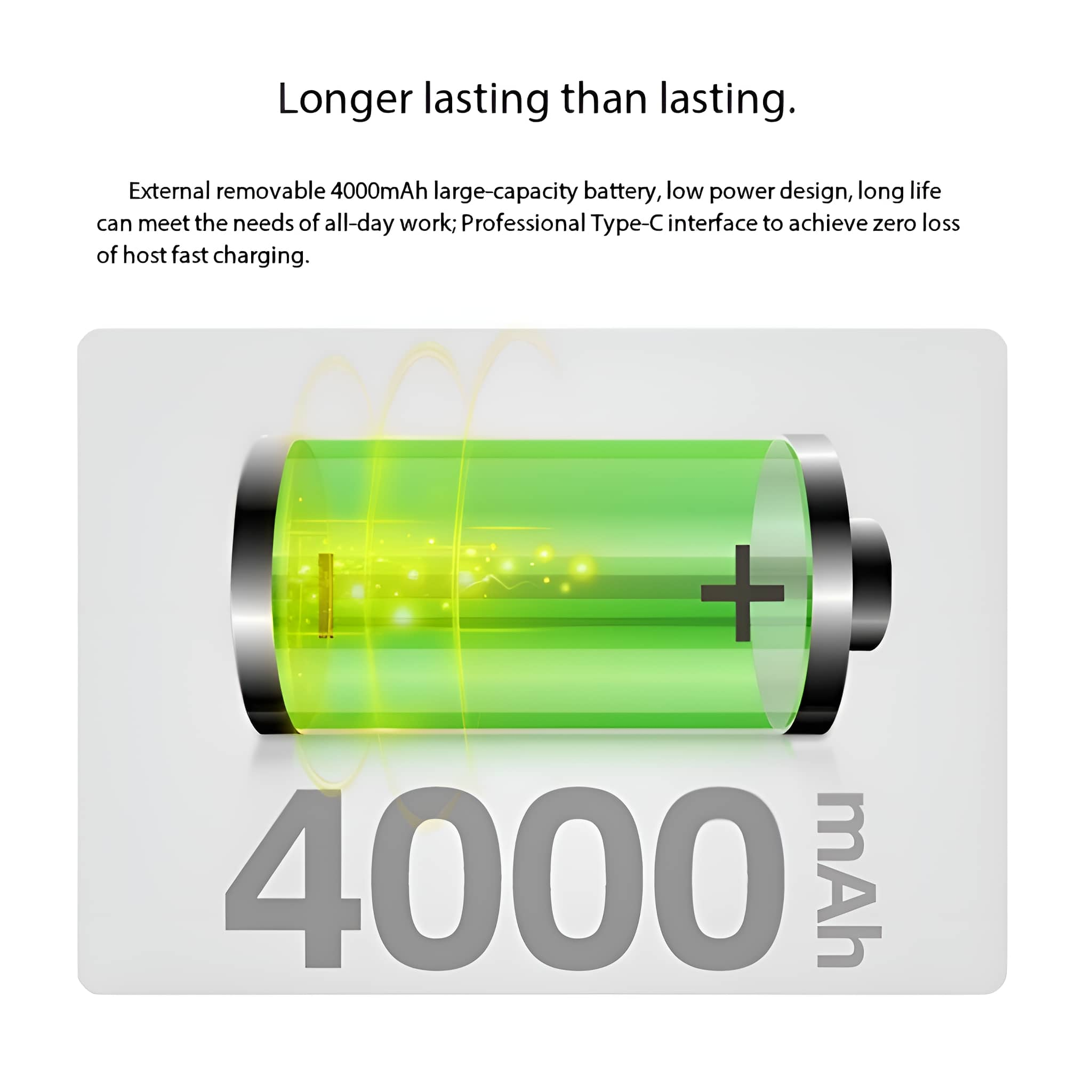 Eine Batterie mit 4000 mAh Angabe. Die Batterie ist grün.