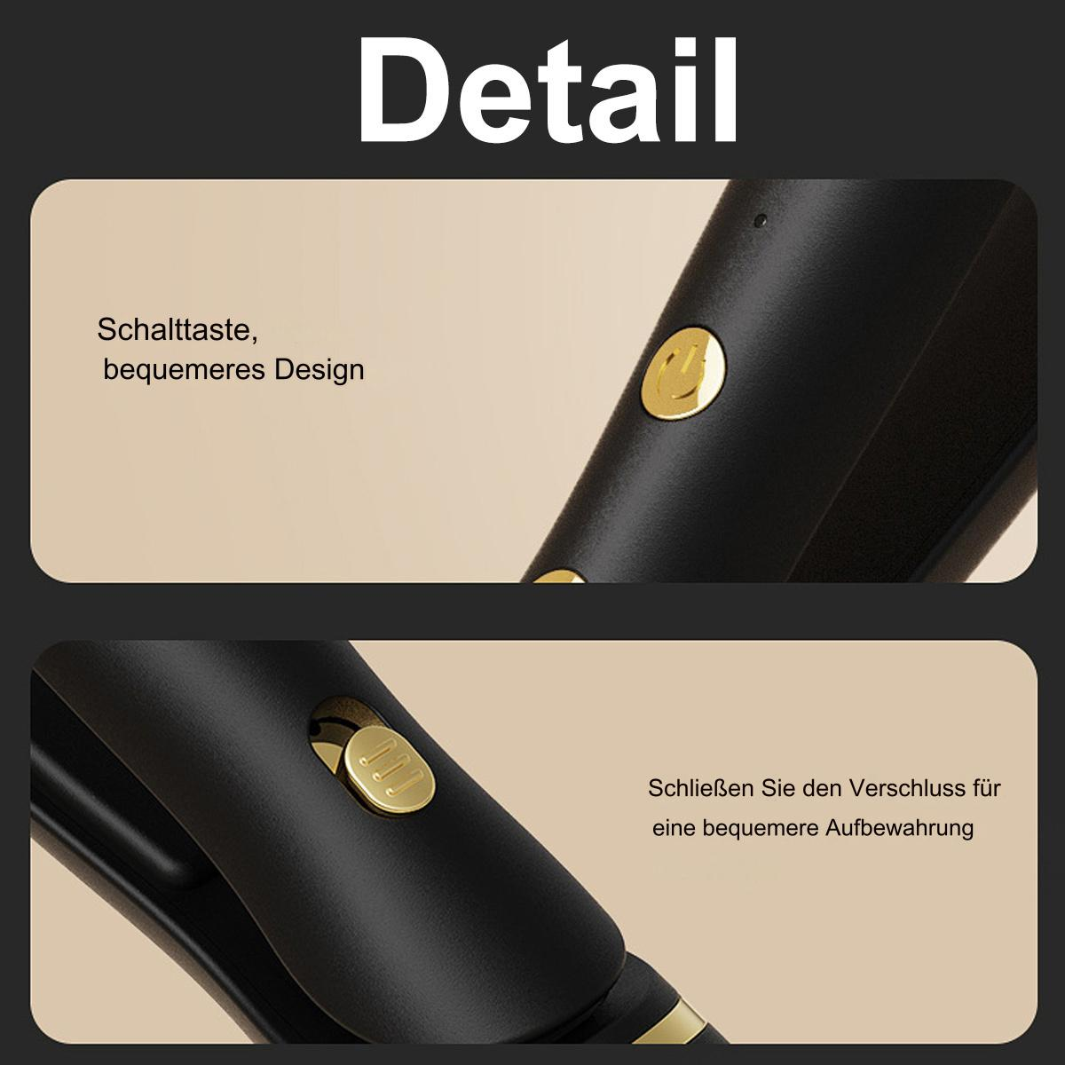 Nahaufnahme von schwarzen Gerätedetails, goldene Knöpfe.
