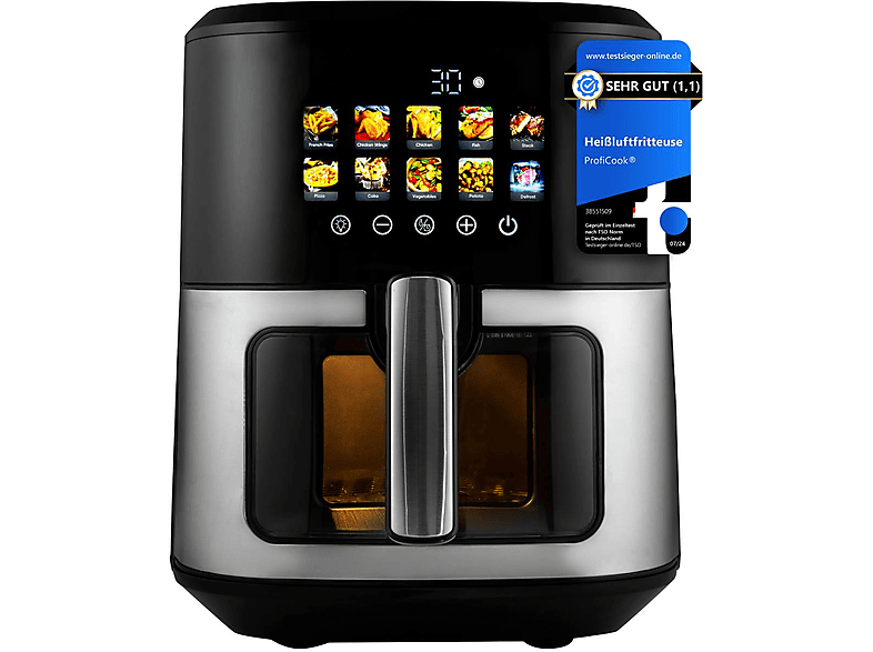 PROFICOOK PC-FR 1286 H Heißluftfritteuse 1700 Watt Silber