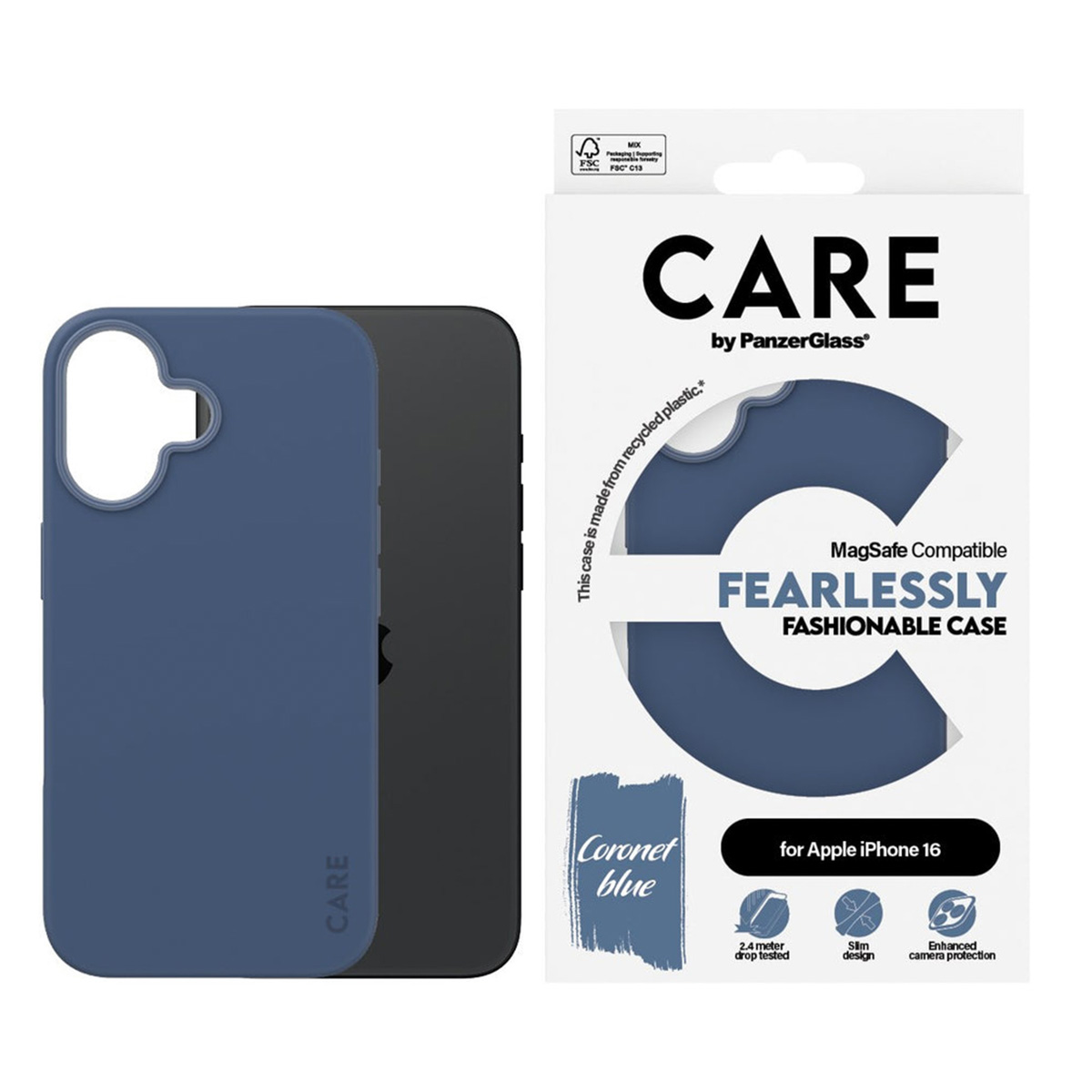 PANZERGLASS Fashionable iPhone 16 MagSafe Uyumlu Mavi Telefon Kılıfı Kılıf Mavi