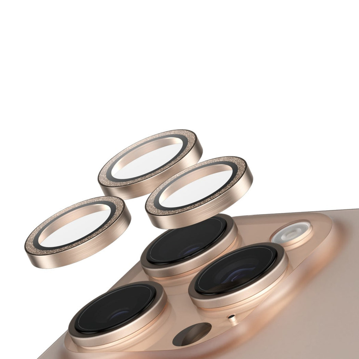 Telefon z osłonami obiektywu unoszącymi się nad obiektywami aparatu.