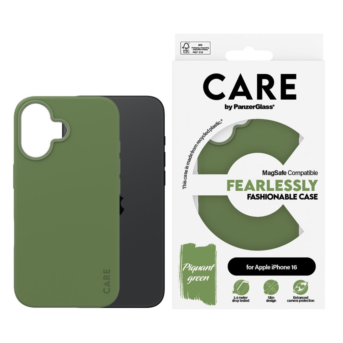 PANZERGLASS Back Cover Fashion iPhone 16, Backcover, Apple, iPhone 16, Grün