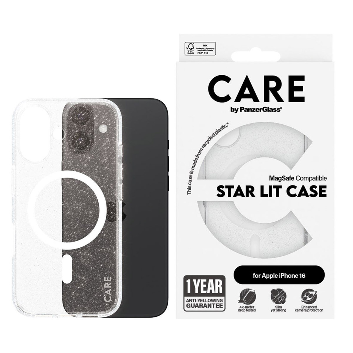 PANZERGLASS Protettiva PG-1341 Custodia per Apple iPhone 16, Trasparente