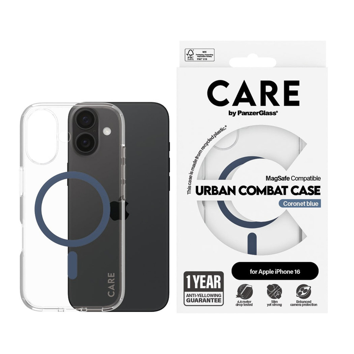 PANZERGLASS CARE by PanzerGlass Flagship iPhone 16 MagSafe Uyumlu Urban Combat Kılıf Transparan
