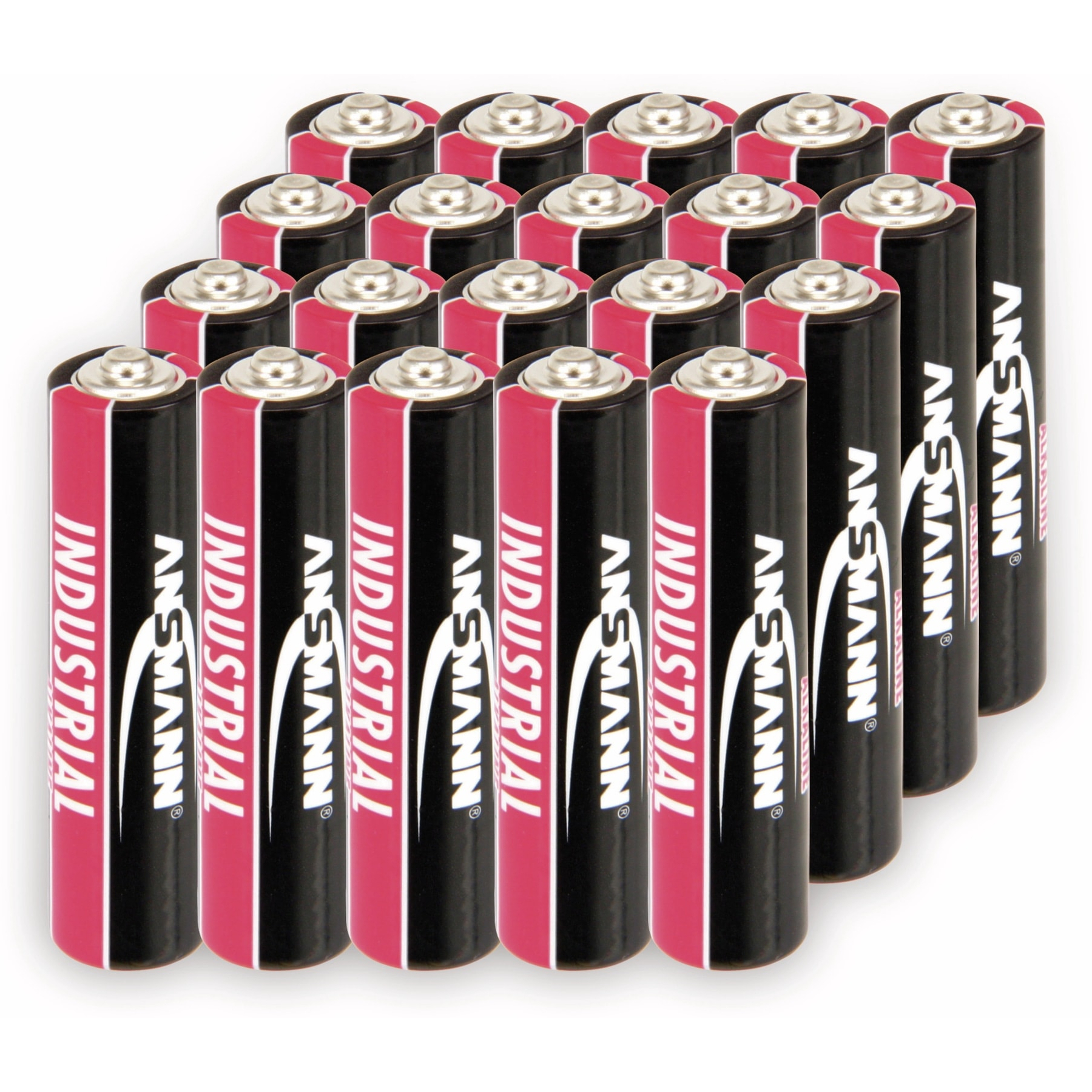 Opakowanie baterii AA. Baterie są czarno-różowe z marką ANSMANN.