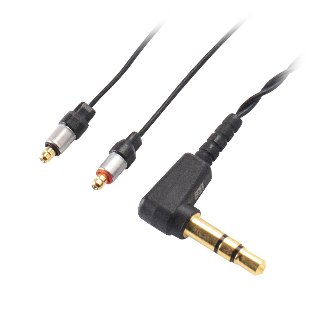 Three audio cable connectors: two silver ones and one black with a gold plug.