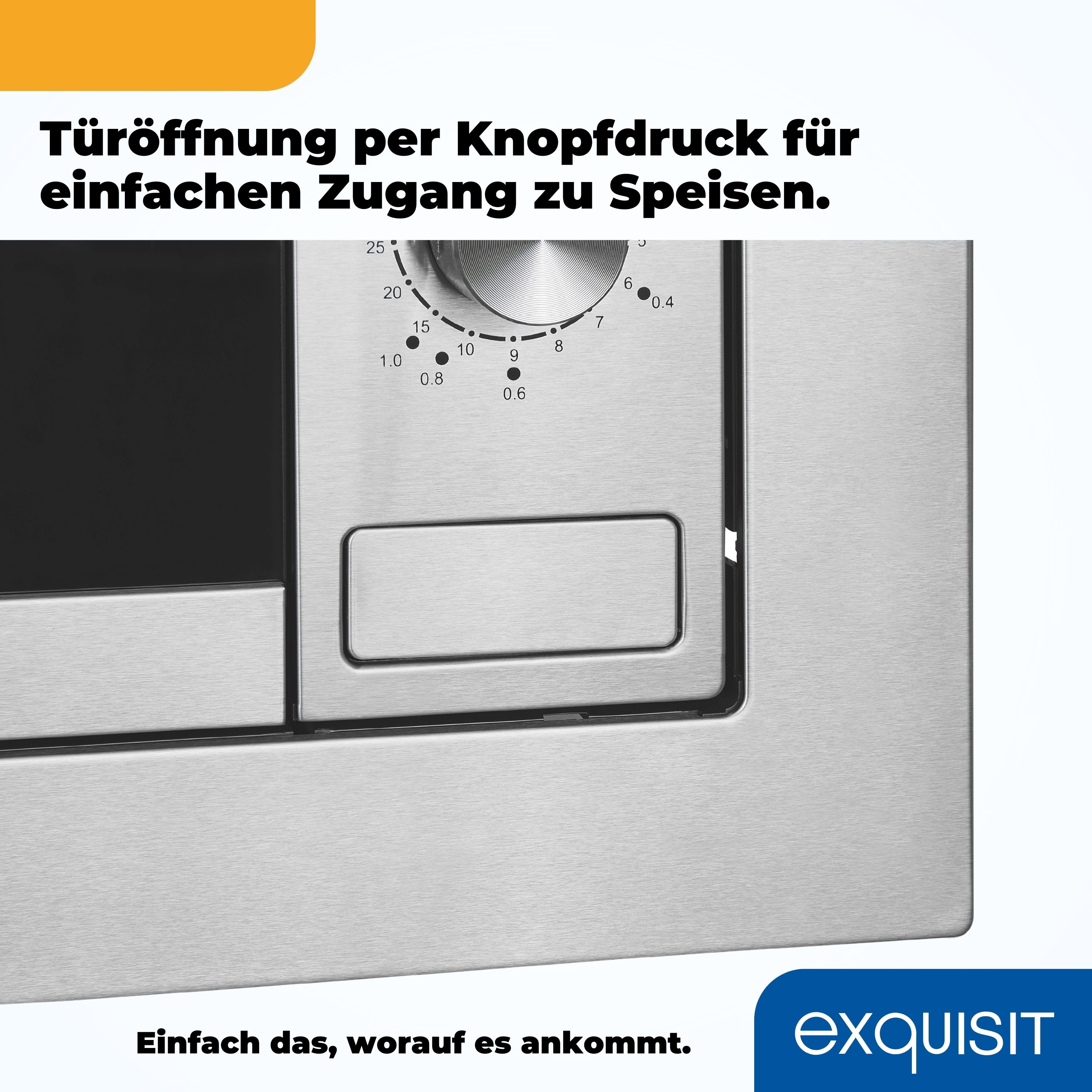 Nahaufnahme eines Mikrowellen-Bedienfelds und Text darüber.