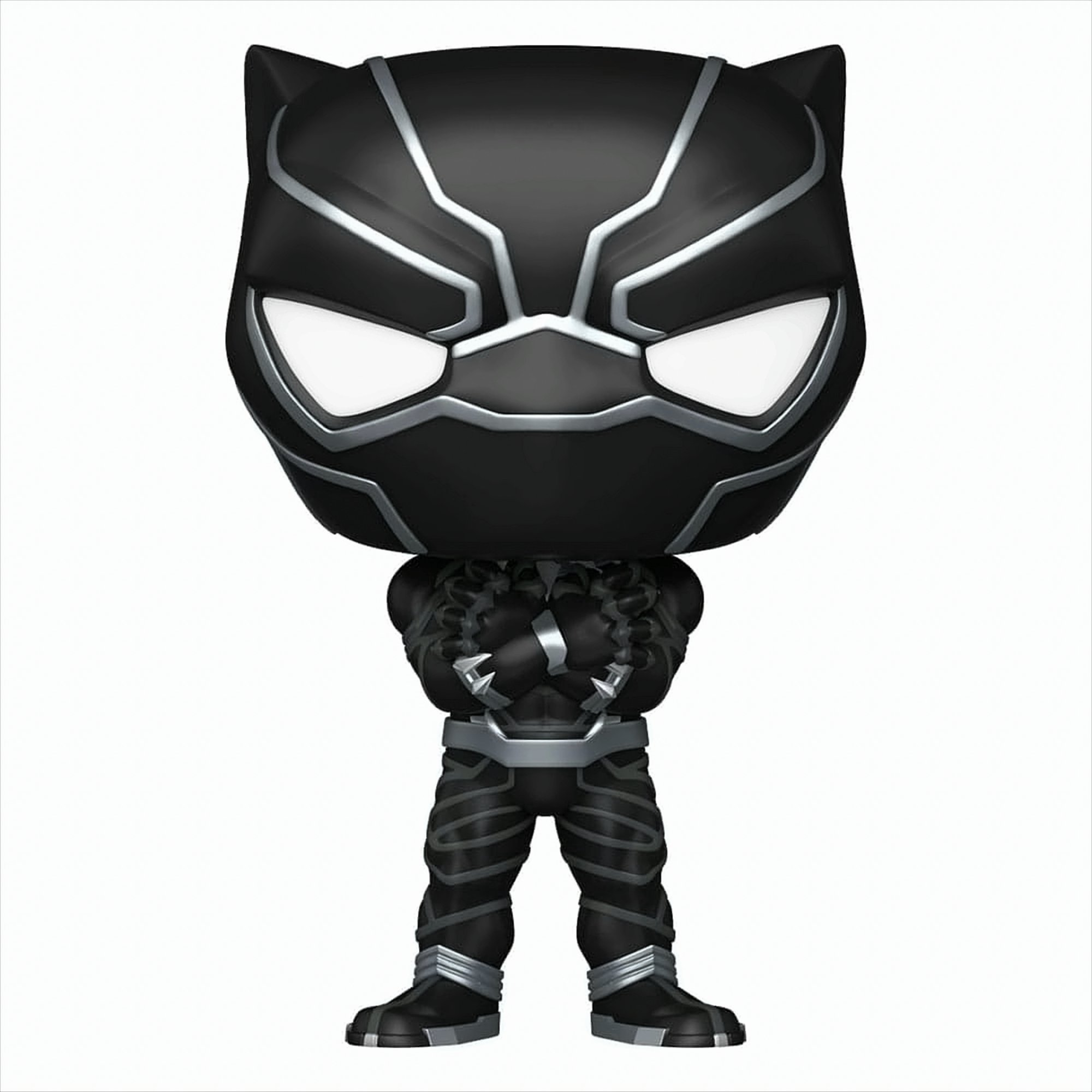 Figurina di Black Panther con le braccia incrociate, in posa eroica.