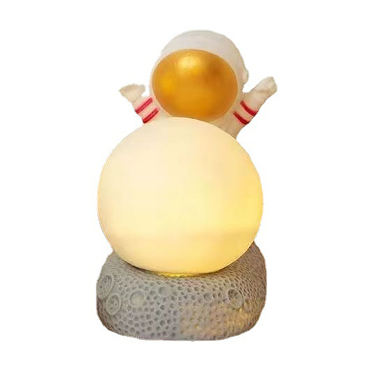 Astronautenlampe auf Mondbasis mit weißem Hintergrund.