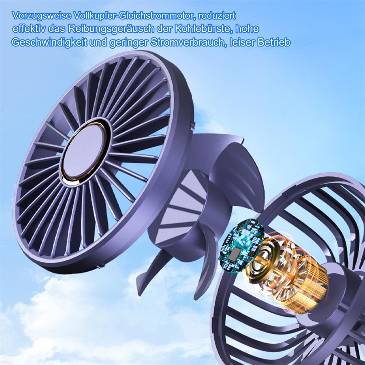 Ventilatorteile. Zwei lila Ventilatoren mit detaillierten internen Komponenten in blauem Himmel.