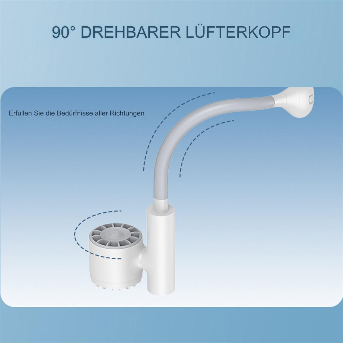Ein weißes und graues Gerät mit flexiblem Schlauch und drehbarem Kopf.