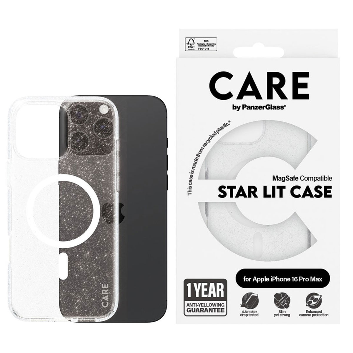 PANZERGLASS Protettiva PG-1344 Custodia per Apple iPhone 16 Pro Max, Trasparente