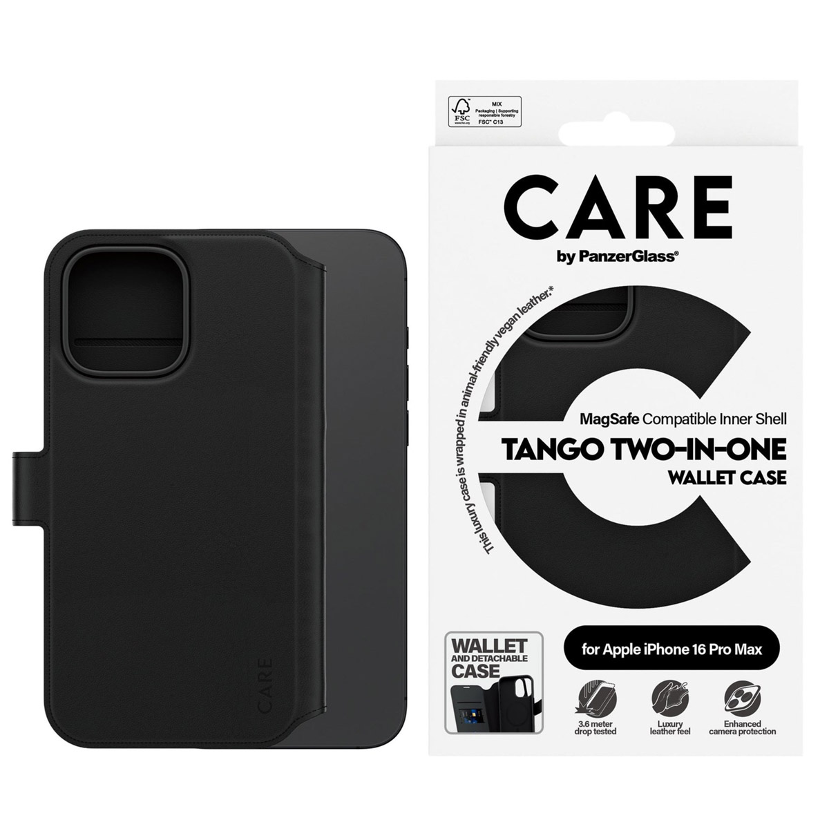 PANZERGLASS Protettiva PG-1332 Custodia per Apple iPhone 16 Pro Max, Nero