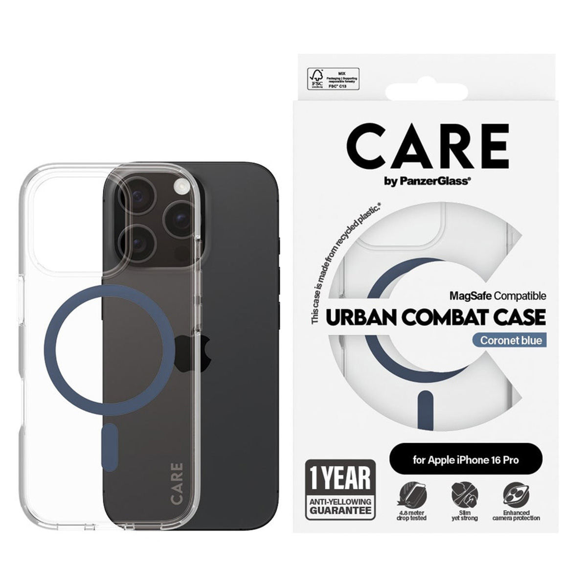 PANZERGLASS CARE by PanzerGlass Flagship iPhone 16 Pro MagSafe Uyumlu Urban Combat Kılıf Mavi
