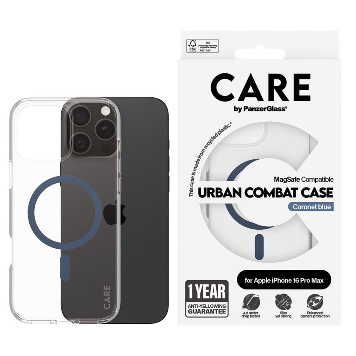 PANZERGLASS CARE by PanzerGlass iPhone 16 Pro Max MagSafe Uyumlu Urban Combat Kılıf Transparan
