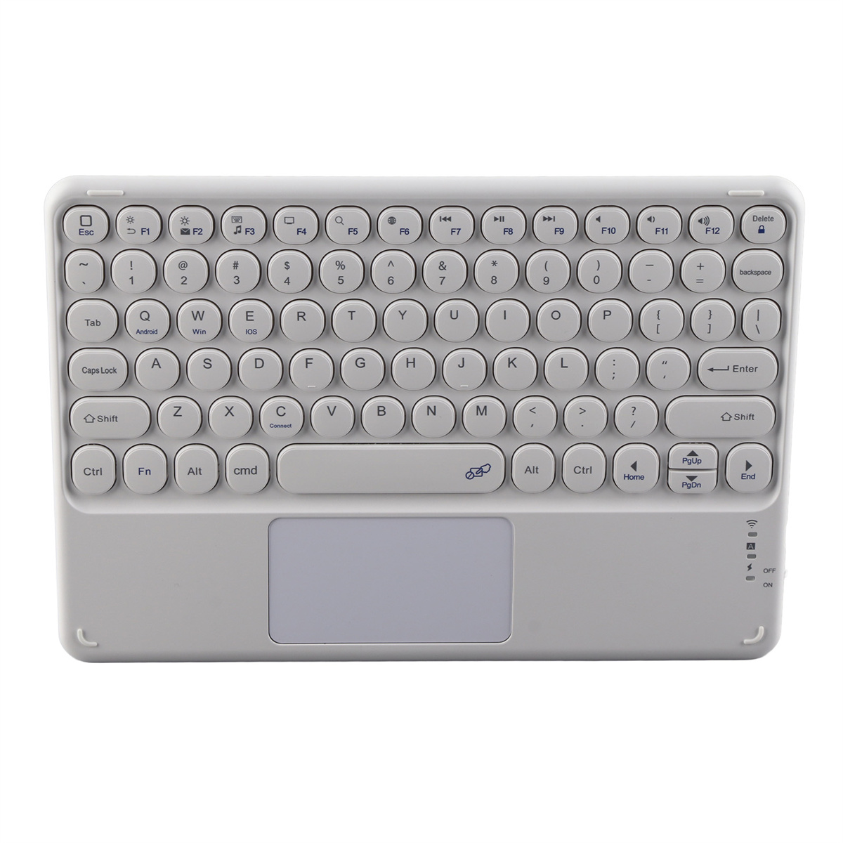 Weiße Tastatur mit Touchpad.