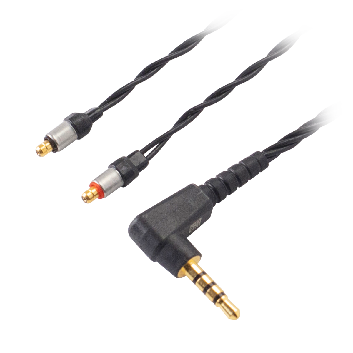 Three earphone cables with different connectors and black braided cords.