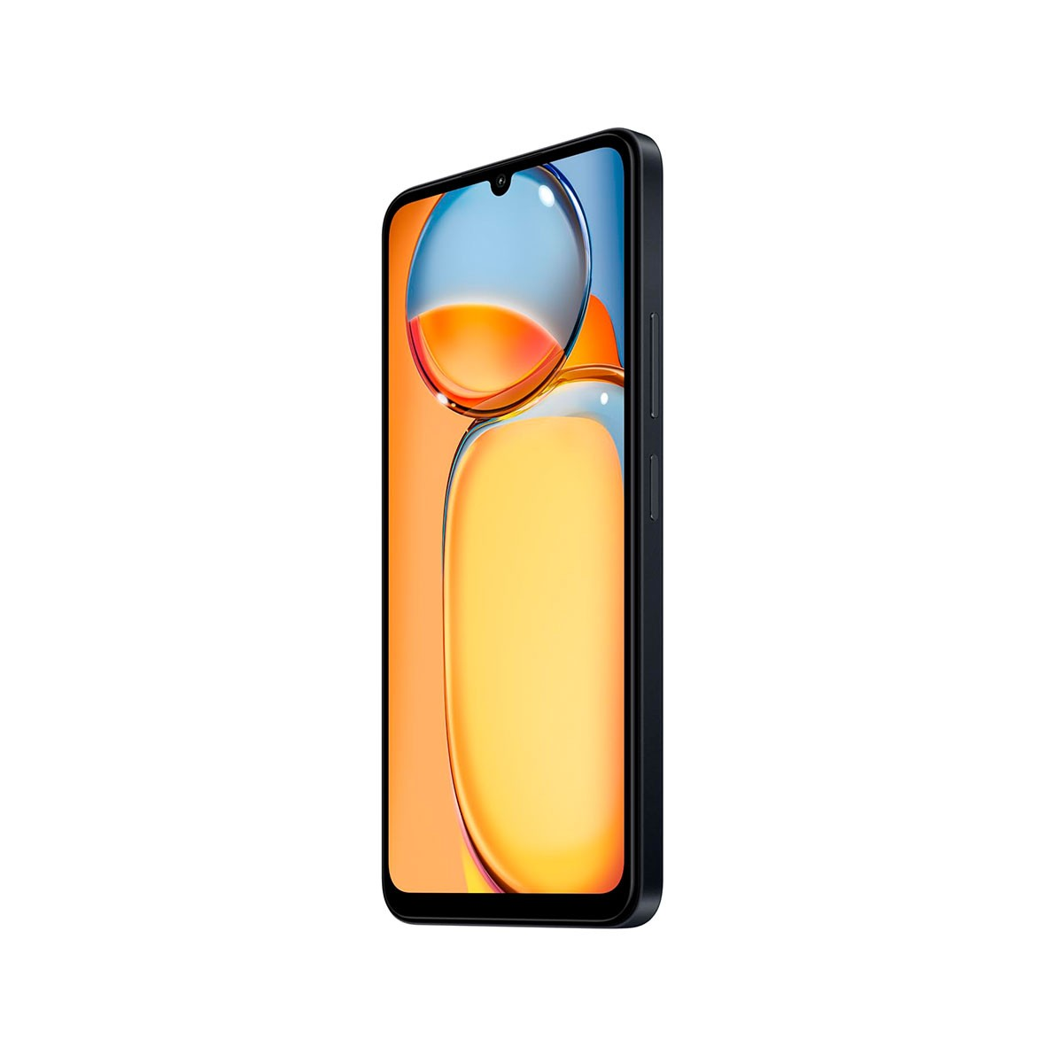 Ein schwarzes Smartphone von der Seite, das den Bildschirm und die Seitentasten zeigt.