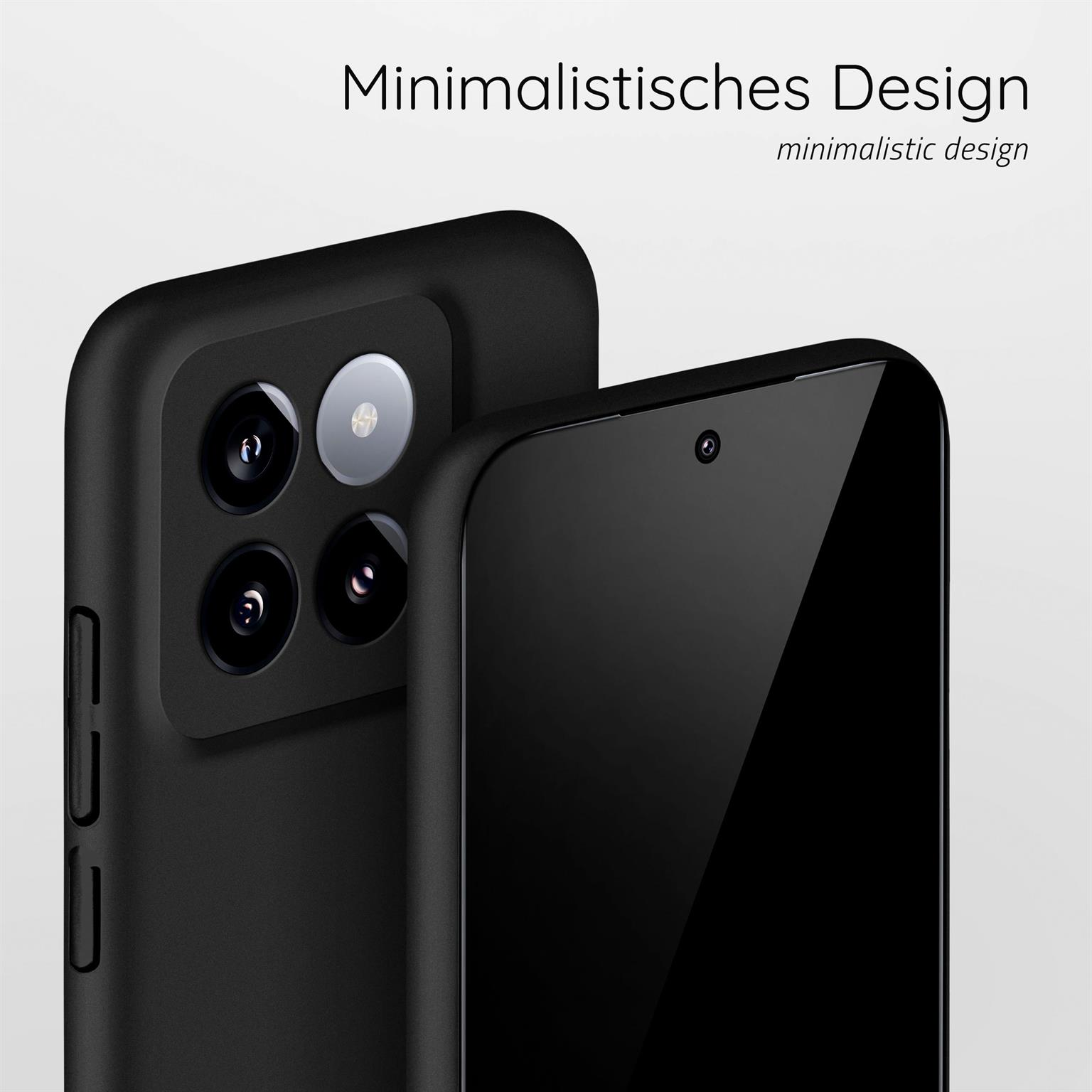 Nahaufnahme von zwei schwarzen Smartphones. Eines zeigt Kamerahügel.