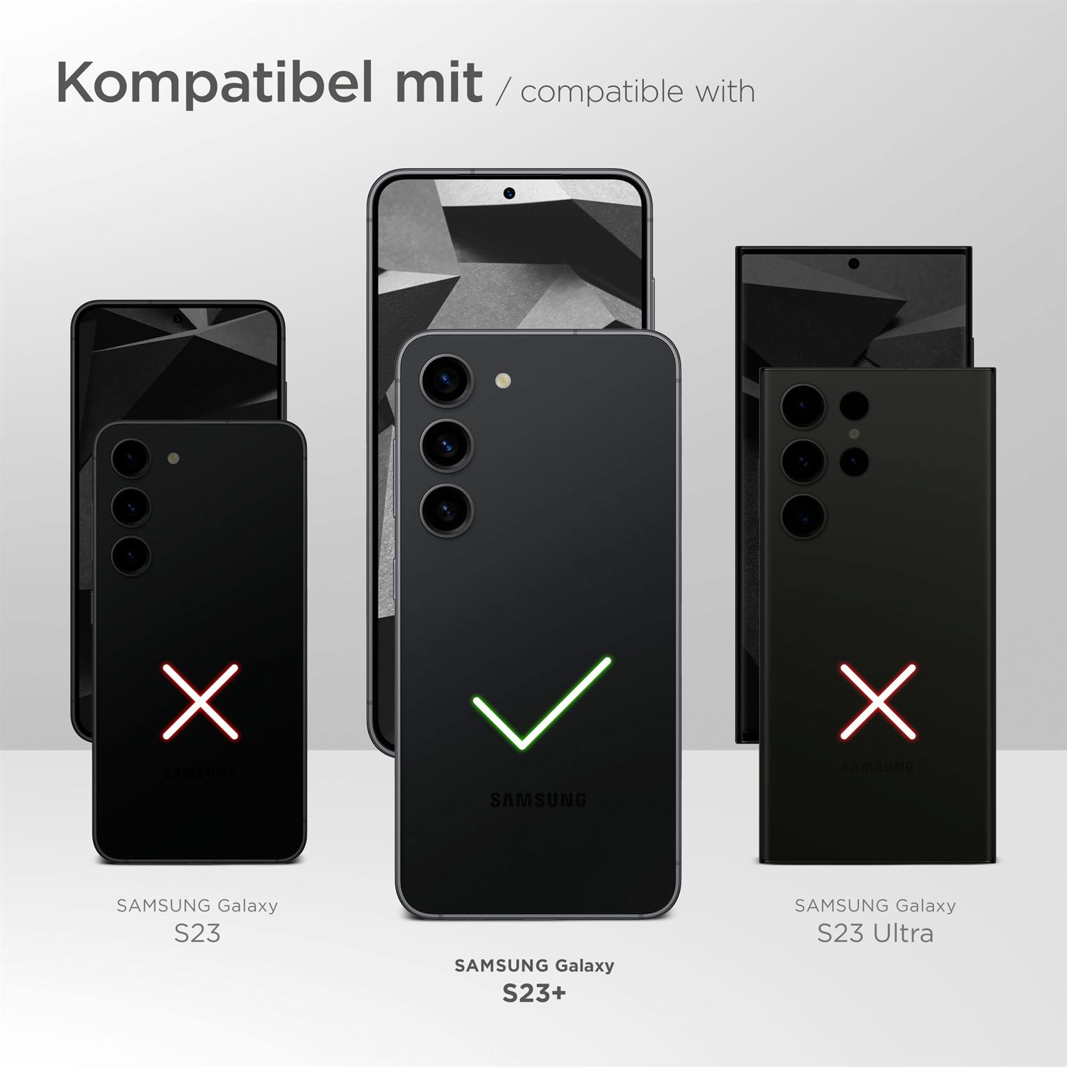 Telefon-Kompatibilitätstabelle. Samsung Galaxy S23+ ist kompatibel, S23 und S23 Ultra nicht.