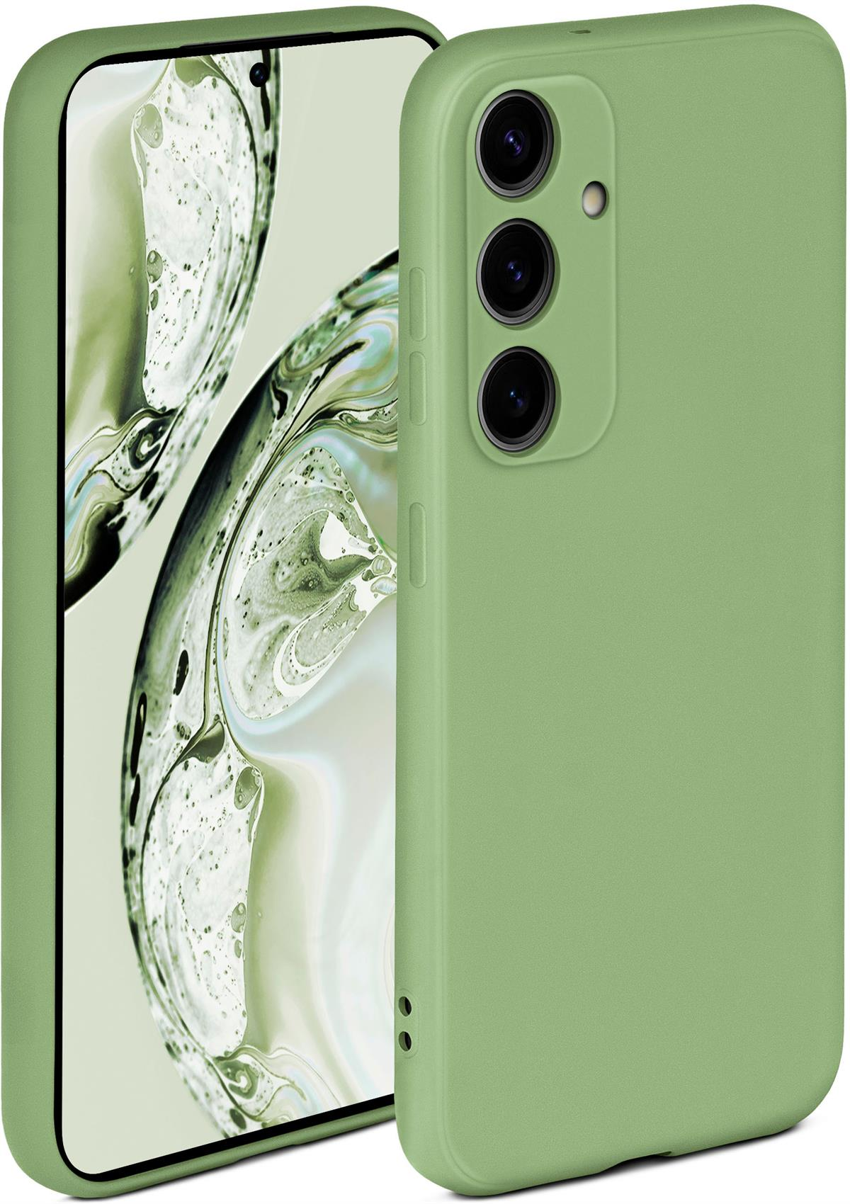 Grünes Telefon und eine Handyhülle.