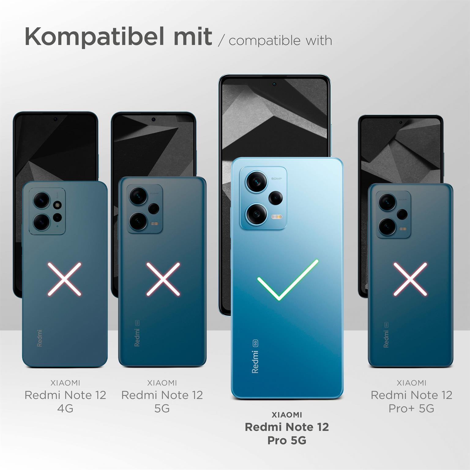 Vier Telefone, mit Kreuzen und einem Häkchen, die die Kompatibilität mit Redmi-Telefonen anzeigen.