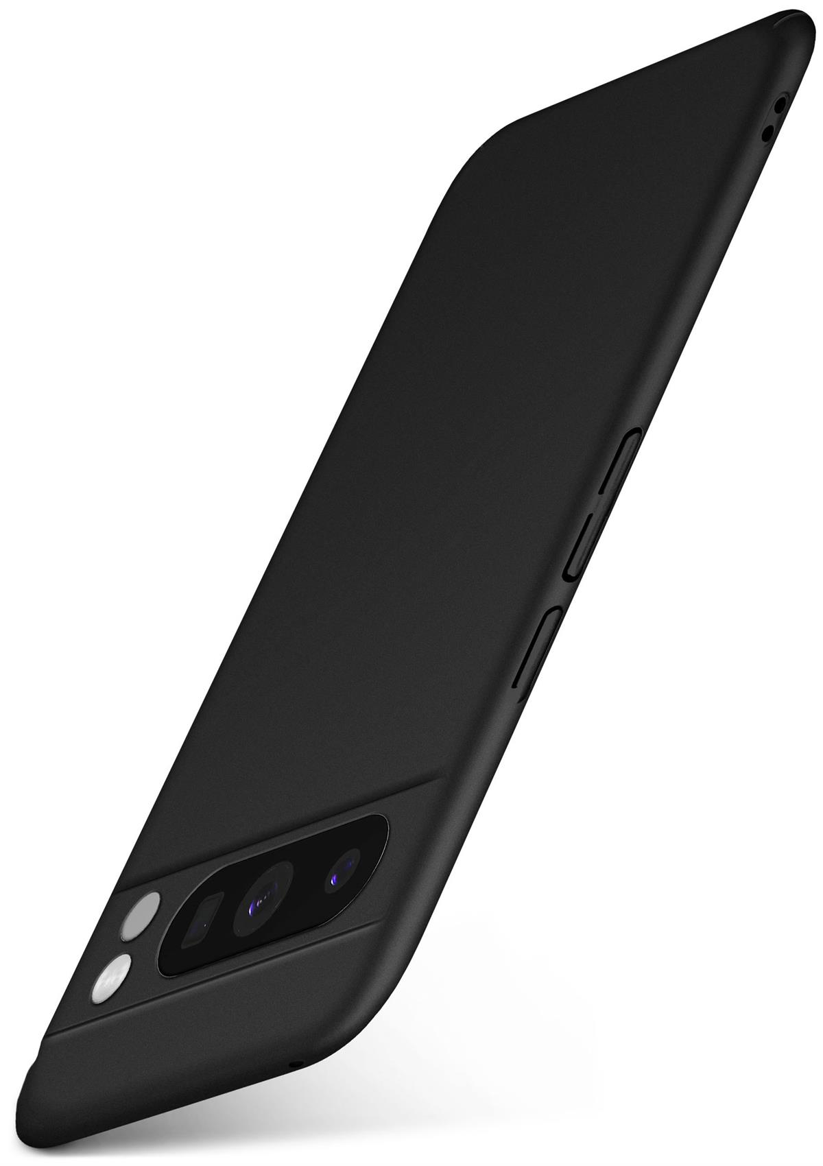 Eine schwarze Handyhülle, die nach oben zeigt. Die Hülle zeigt die Kamera des Telefons.