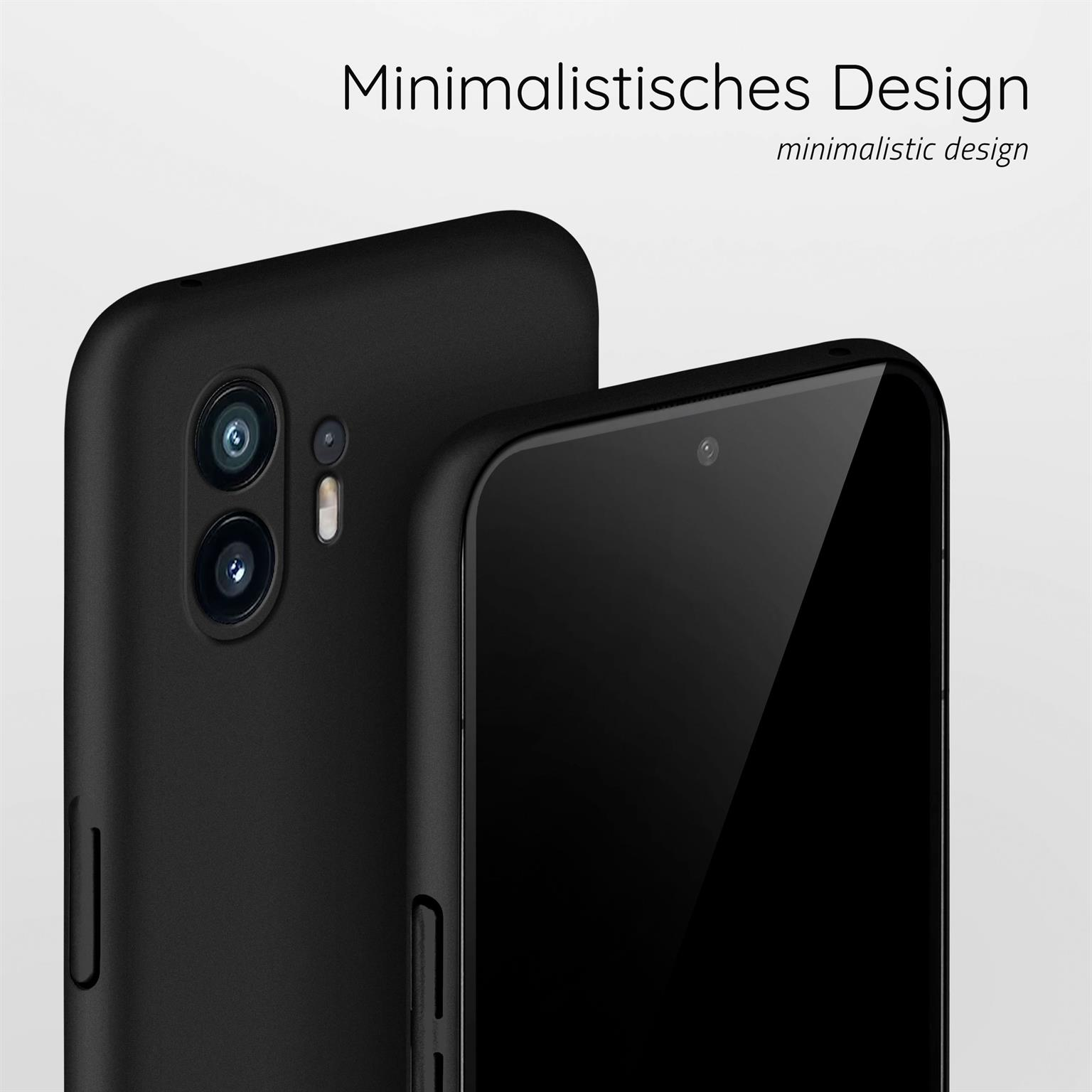 Schwarze Telefone, eines auf der Rückseite, das andere zeigt den Bildschirm. Weißer Hintergrund.