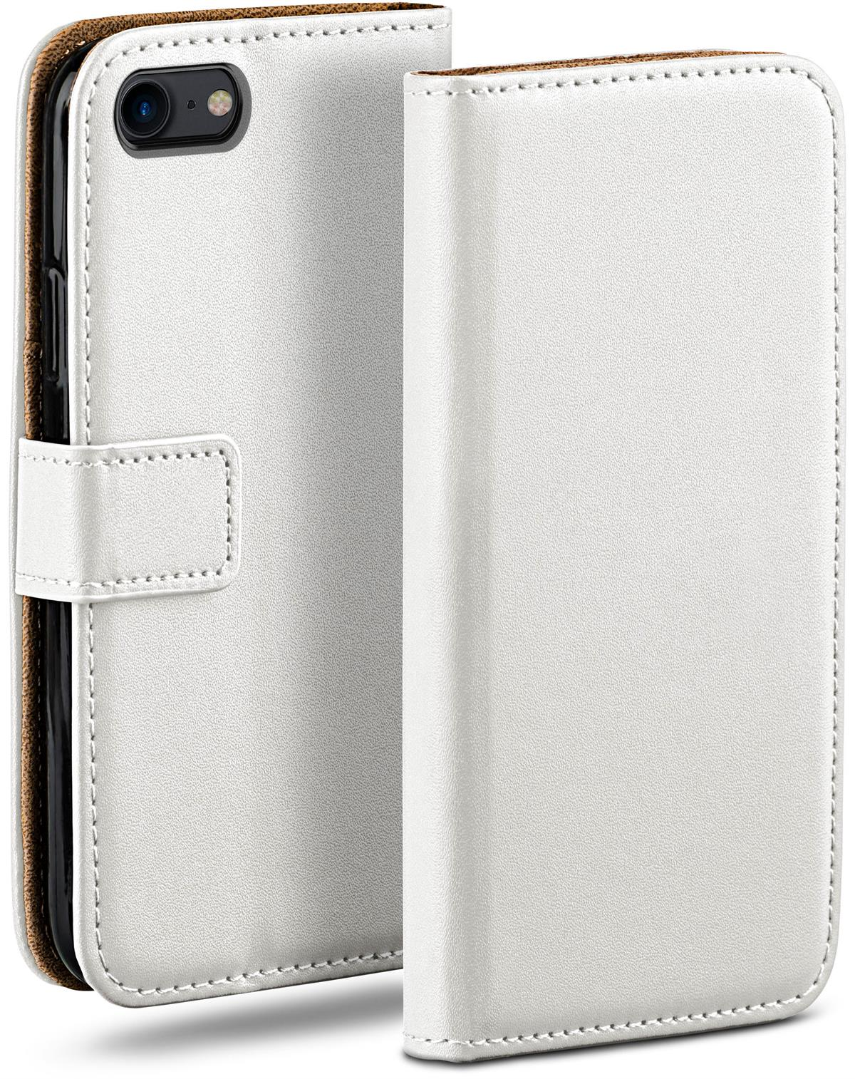 Weiße, Folio-Handyhülle, mit einem Telefon, das links sichtbar ist.