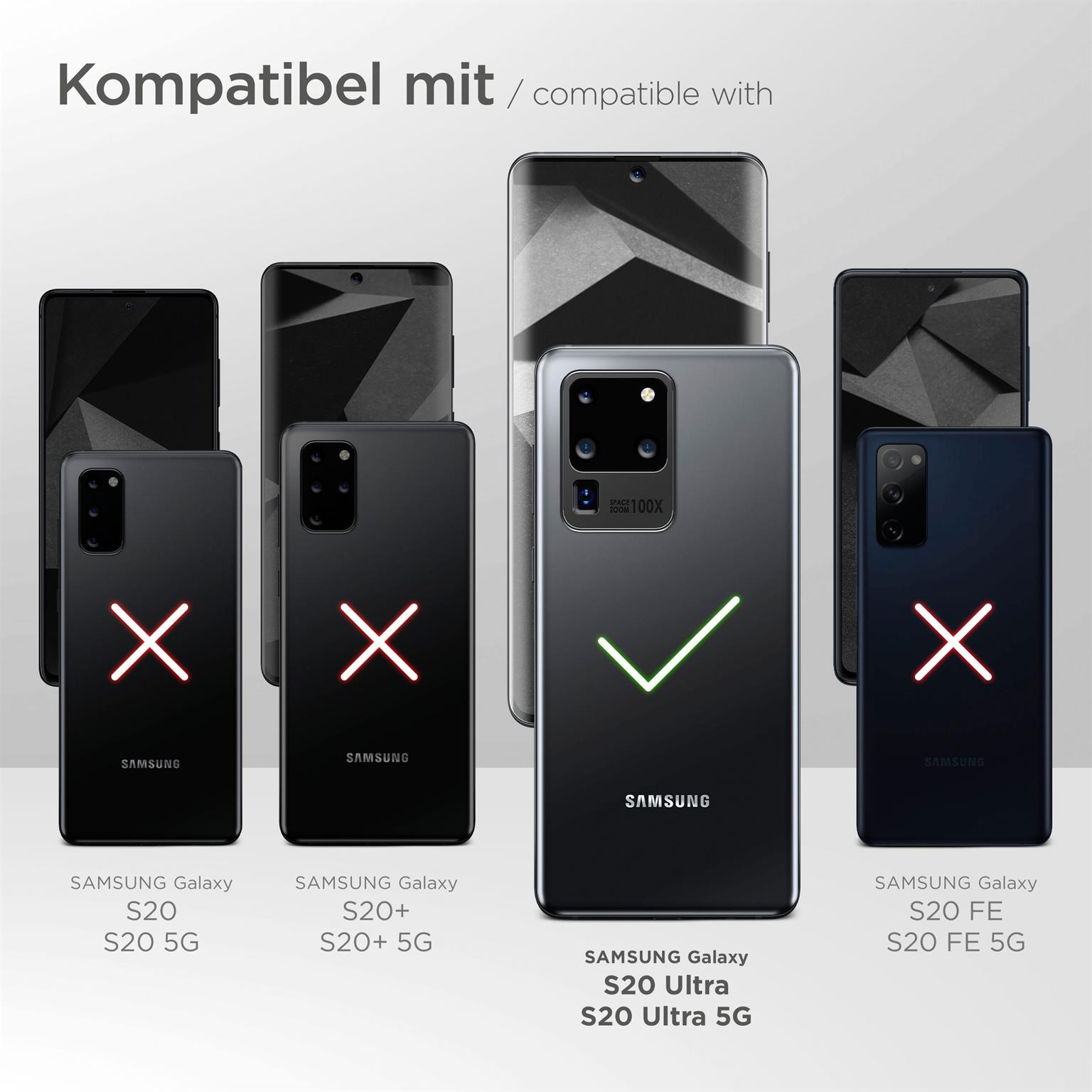 Mehrere Telefone mit Hüllen. Einige sind mit einem X gekennzeichnet, andere mit einem Häkchen.