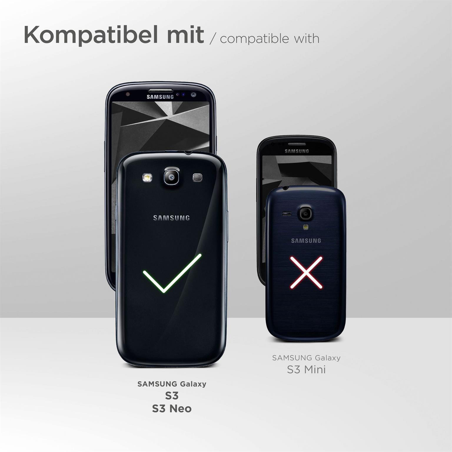 Vergleich von zwei Samsung Galaxy-Telefonen. Eines mit Haken, eines mit X.