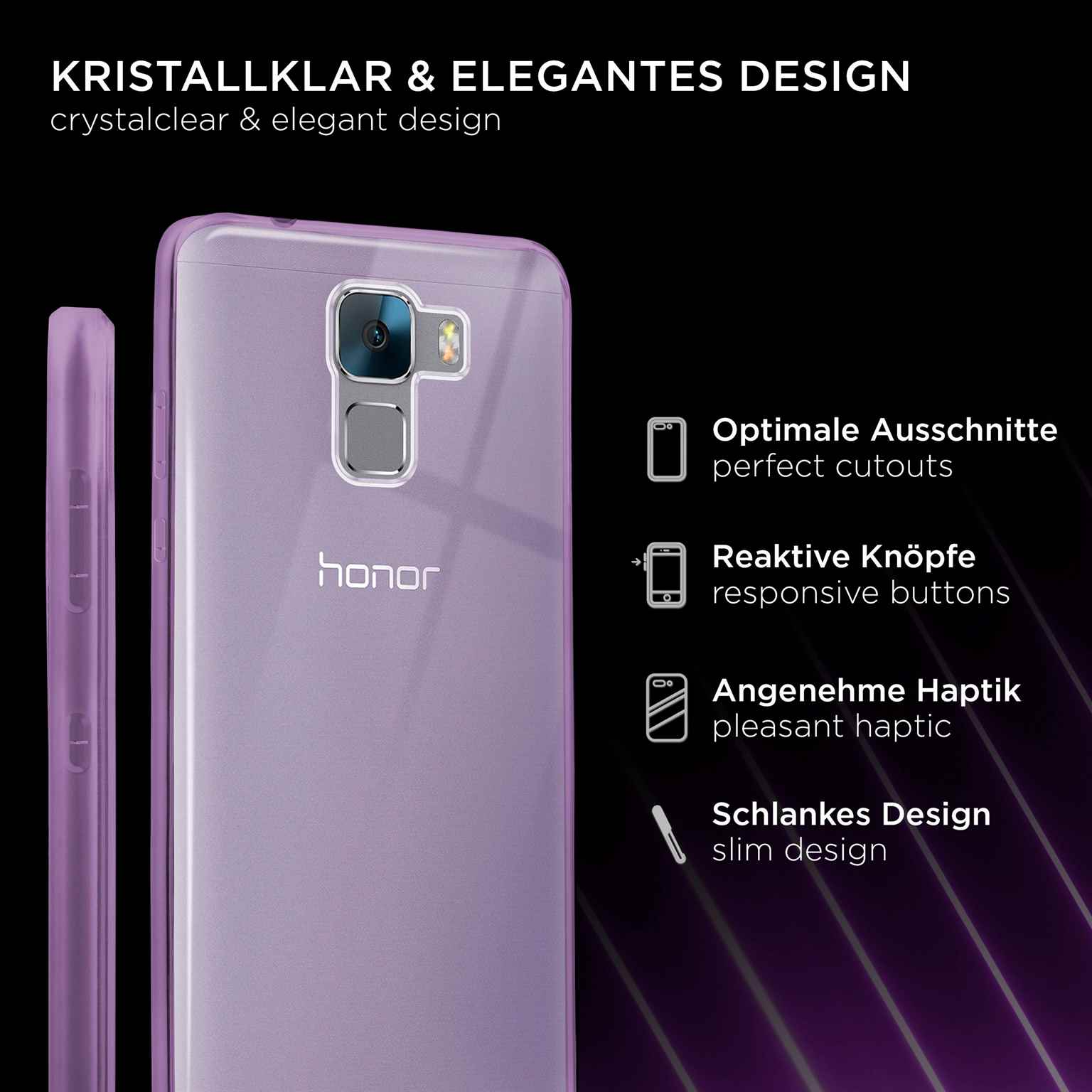 Lila Handyhülle mit Telefon, perfekten Aussparungen, reaktionsschnellen Knöpfen, angenehmer Haptik.