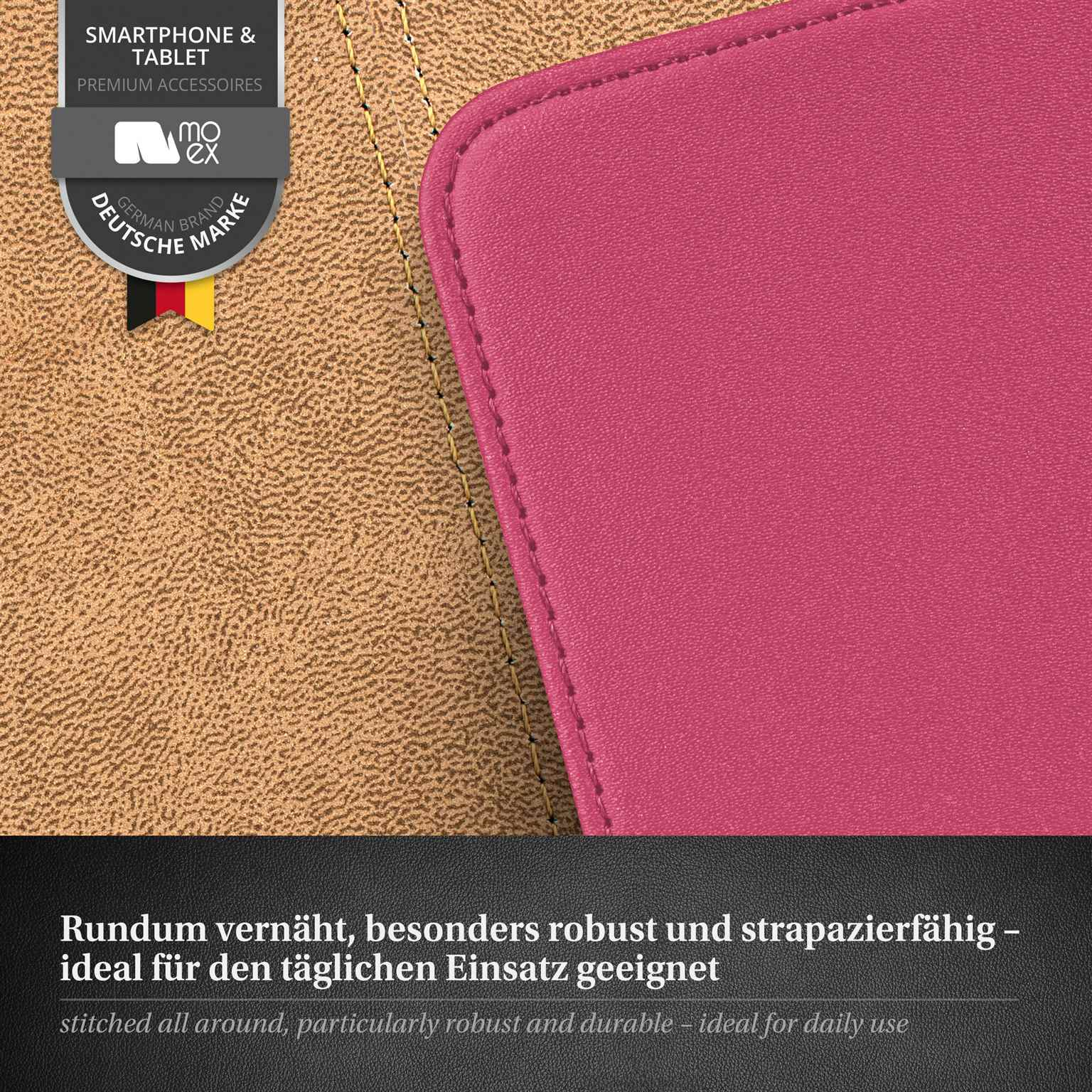 Rosa Handyhülle. Rundum vernäht, robust und langlebig. Ideal für den täglichen Gebrauch.